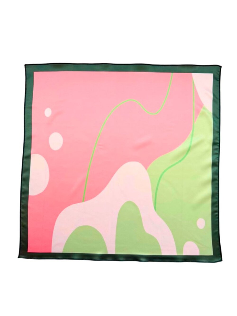 Watermelon Pink & Green Marble Swirl Square Scarf 48x48cm | Custom Bandana